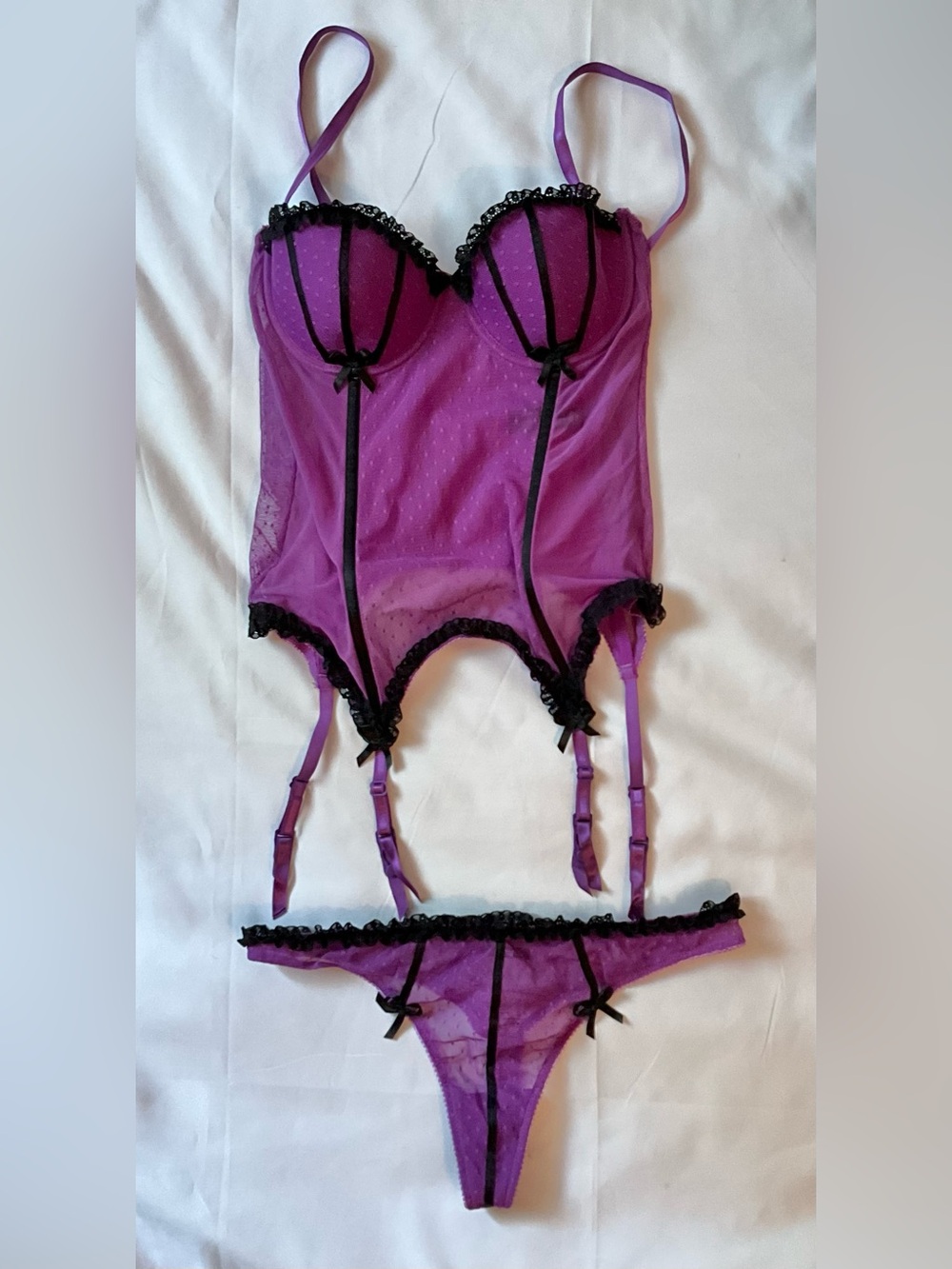 Authentic Vintage (2002) Victoria's Secret "Sexy Little Things" Purple Mesh Set